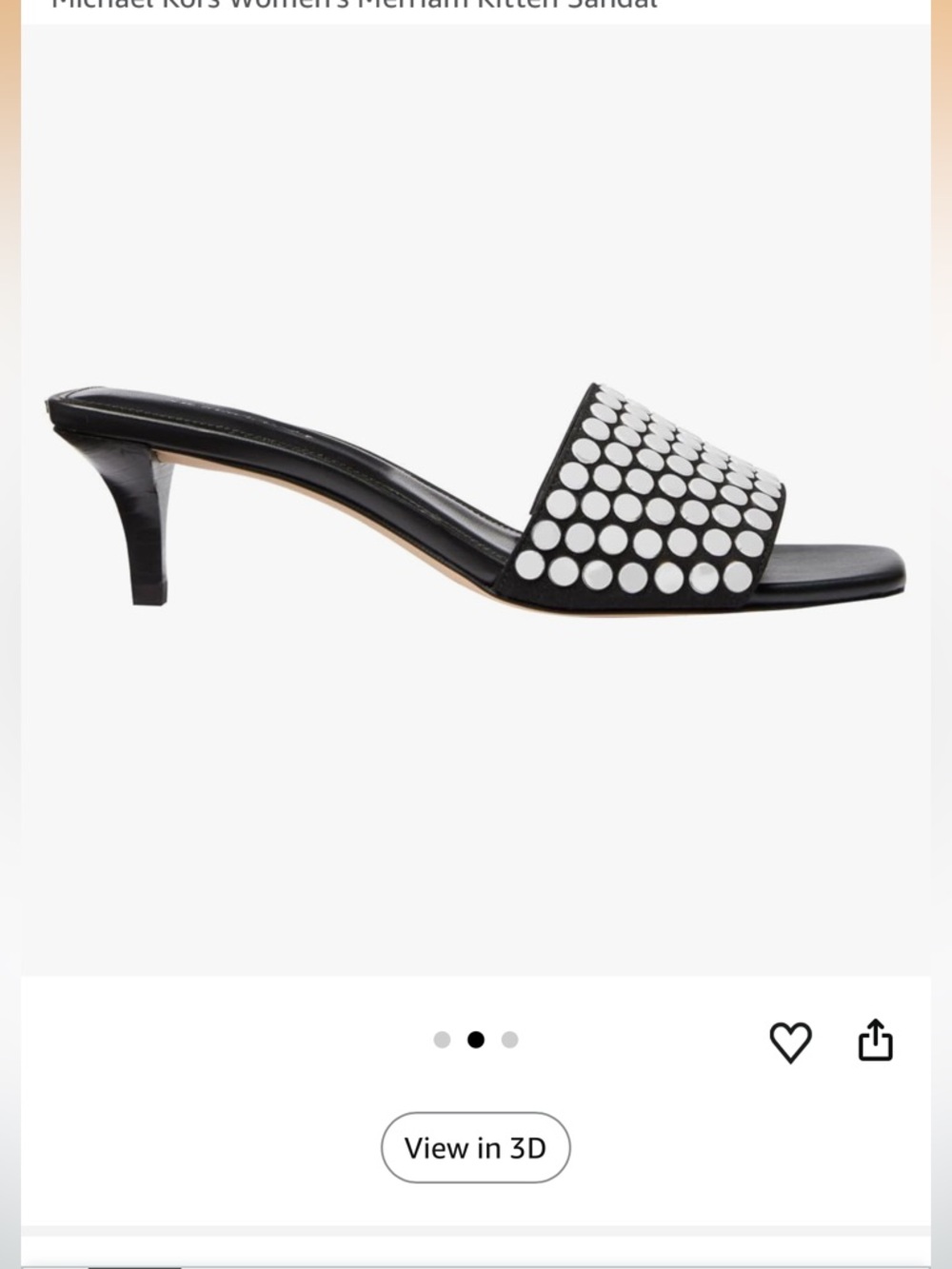 Michael Kors Black Slide with  Dot Studs  Women's Merriam Kitten Sandal Sz  :6M